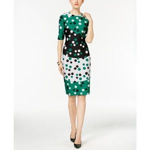 Anne Klein green dress with polka dots